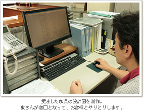 受注した家具の設計図