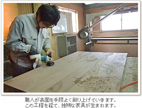 職人が表面を手際よく削り上げ